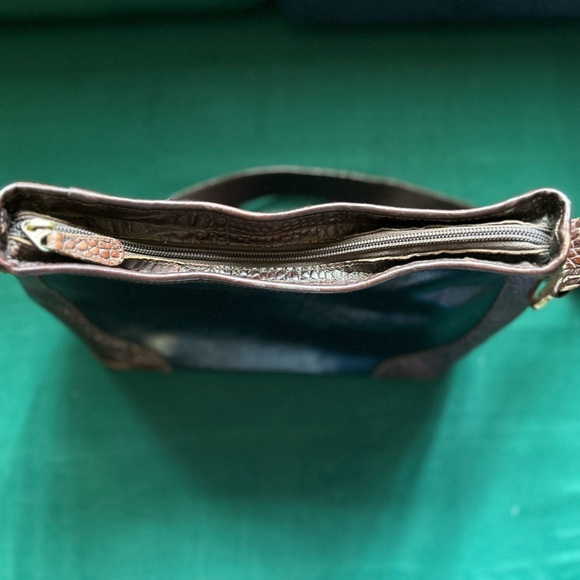 Brahmin Glossy Black and Textured Brown Shoulder Bag - Picture 15 of 15